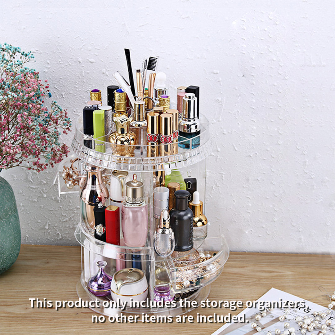 SOGA 2X 360 Degree Rotating Makeup Organiser Cosmetics Holder Display Stand Skincare Home Decor - Cafe Supply