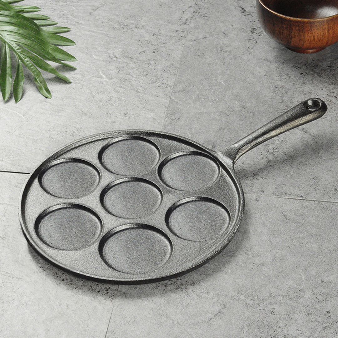 SOGA 23cm Cast Iron Takoyaki Fry Pan Octopus Balls Maker 7 Hole Cavities Grill Mold - Cafe Supply