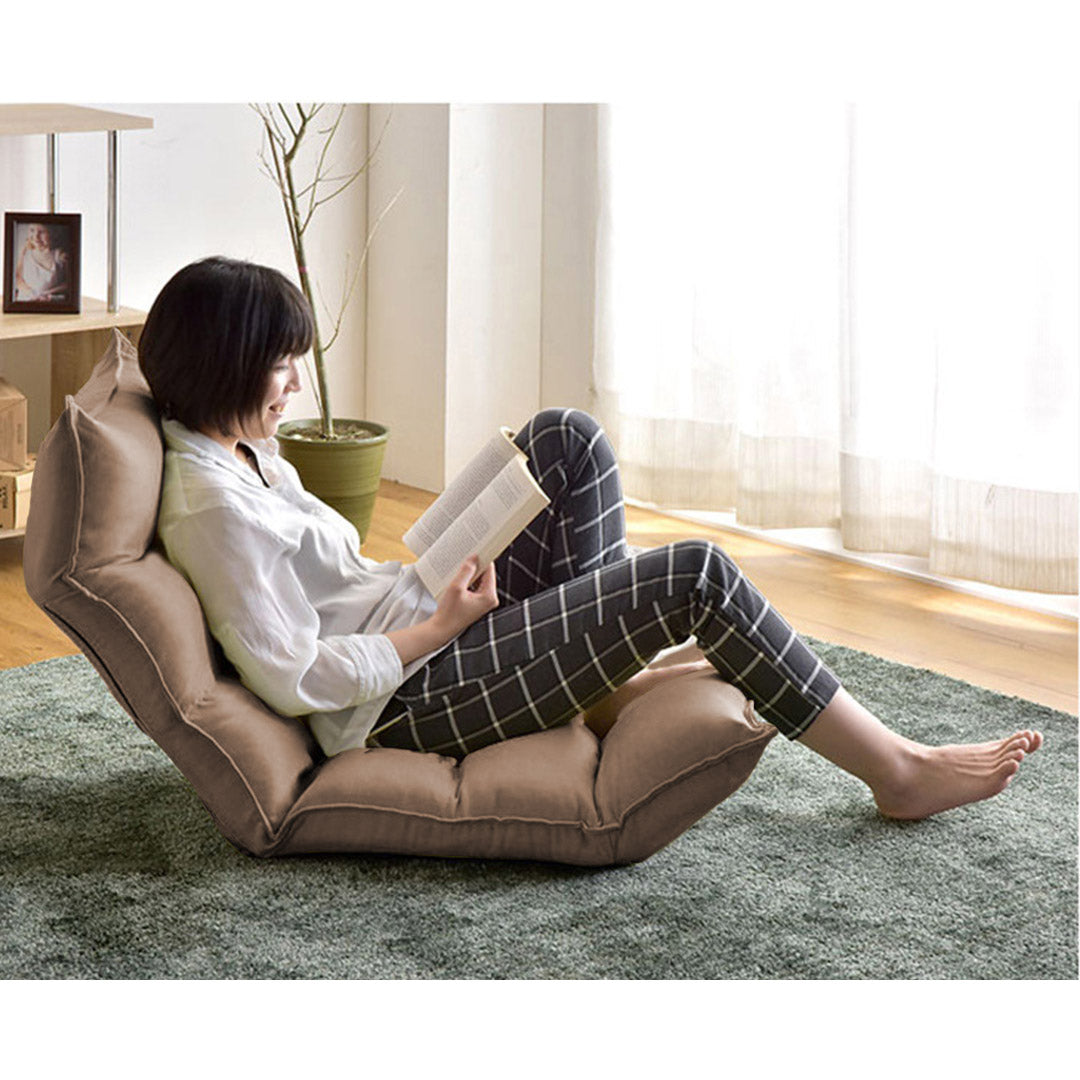 SOGA 2X Foldable Tatami Floor Sofa Bed Meditation Lounge Chair Recliner Lazy Couch Khaki - Cafe Supply