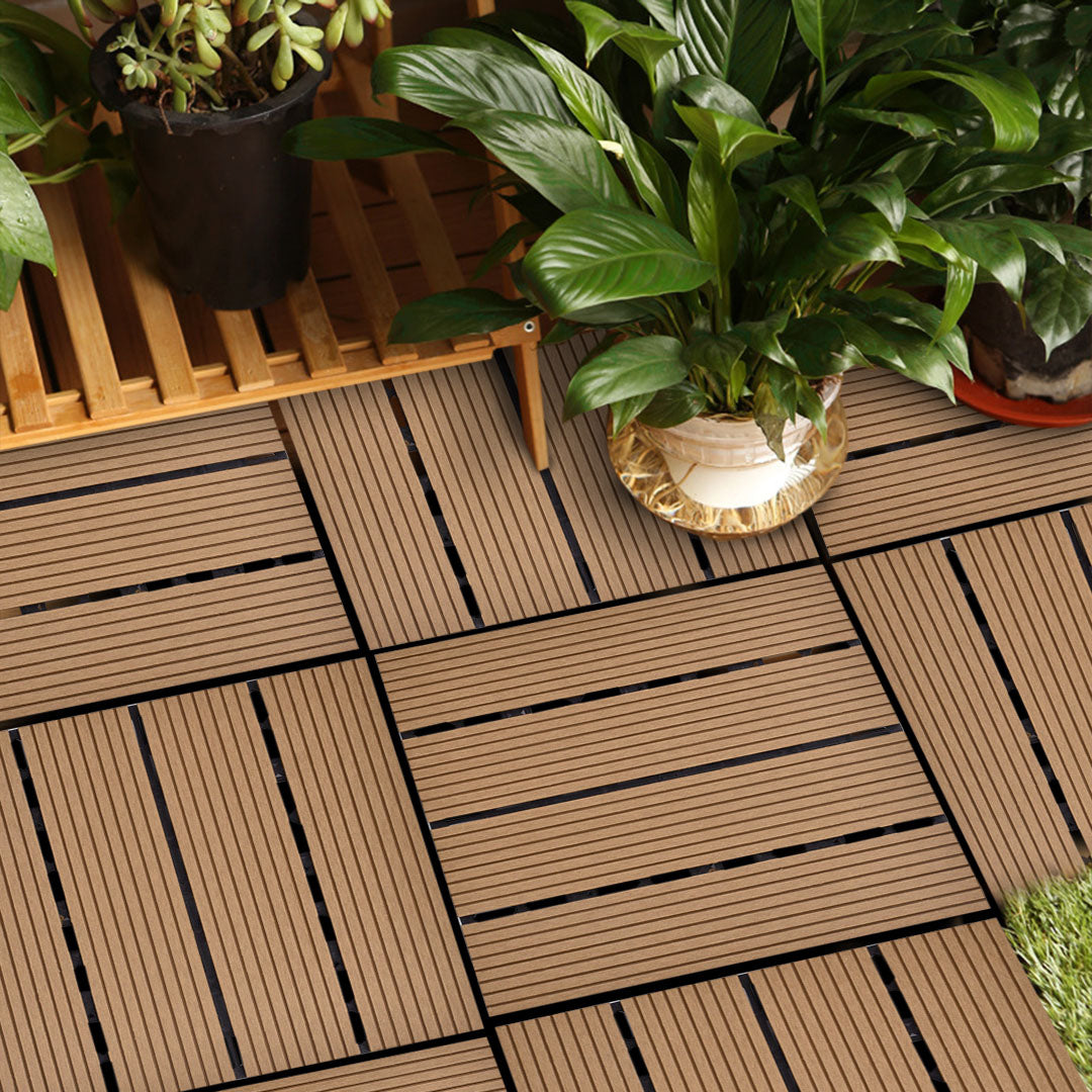 SOGA 2X 11 pcs Coffee DIY Wooden Composite Decking Tiles Garden Outdoor Backyard Flooring Home Decor - Cafe Supply