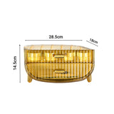 SOGA 2X 2 Tier Golden Yellow Multifunctional Countertop Cosmetic Storage Makeup Skincare Holder Jewelry Cabinet Bathroom Desk Drawer Vanity Organiser - Cafe Supply