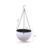 SOGA White Small Hanging Resin Flower Pot Self Watering Basket Planter Outdoor Garden Decor - Cafe Supply