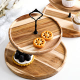 SOGA 2X 15cm 2 Tier  Brown Round Wooden Acacia Dessert Tray Cake Snacks Cupcake Stand Buffet Serving Countertop Decor - Cafe Supply