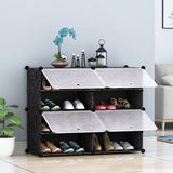 SOGA 4 Tier 2 Column Shoe Rack Organizer Sneaker Footwear Storage Stackable Stand Cabinet Portable Wardrobe with Cover - Cafe Supply