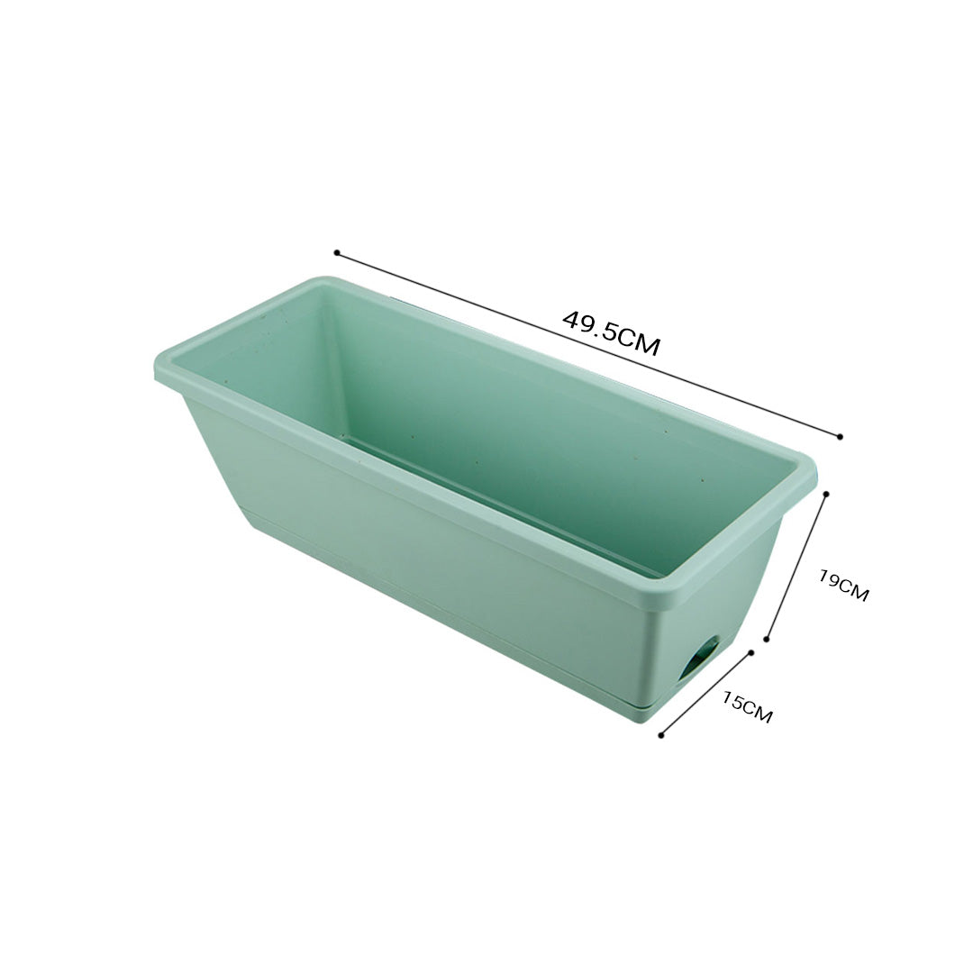 SOGA 49.5cm Green Rectangular Planter Vegetable Herb Flower Outdoor Plastic Box with Holder Balcony Garden Decor Set of 2 - Cafe Supply