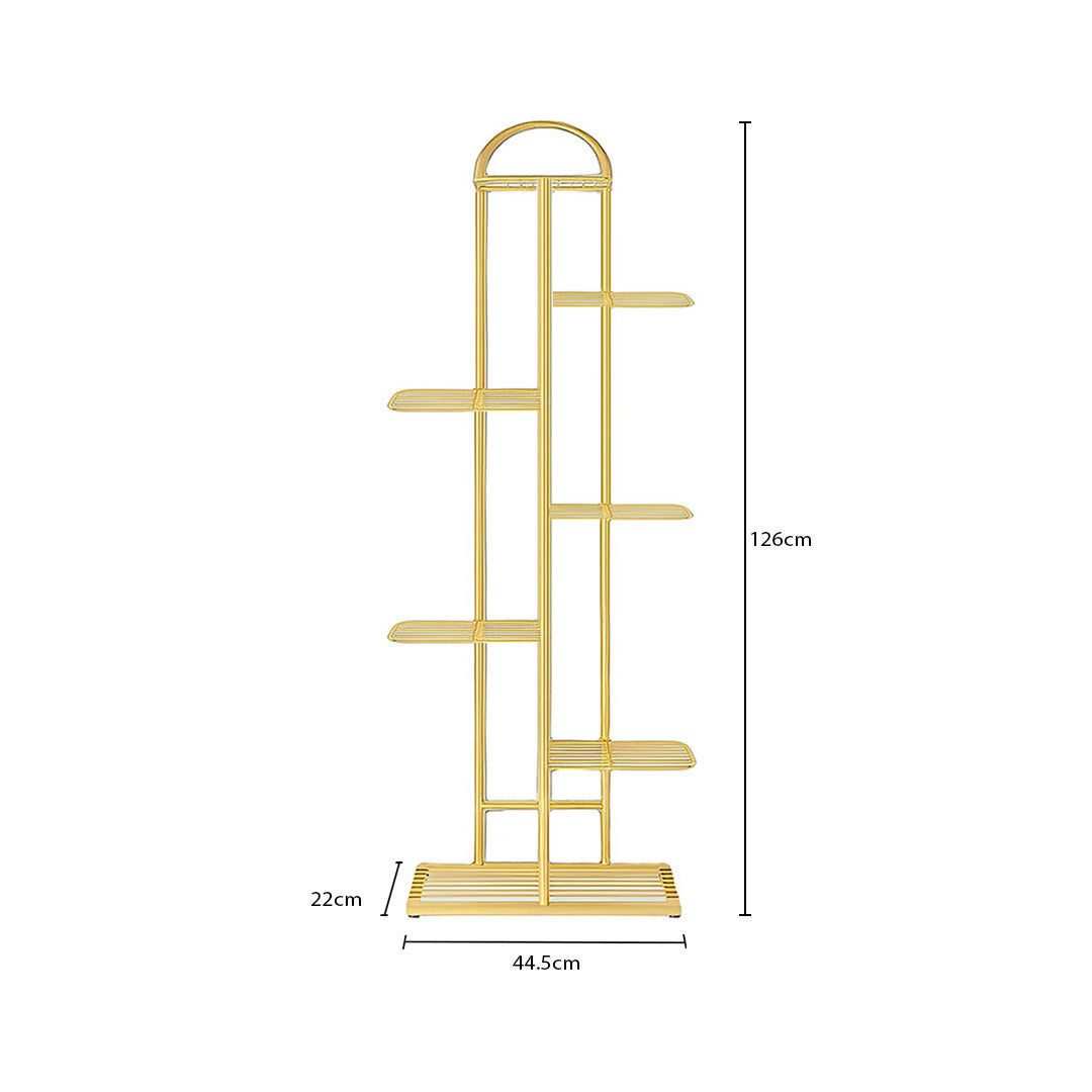 SOGA 2X 7 Tier 8 Pots Gold Metal Plant Stand Flowerpot Display Shelf Rack Indoor Home Office Decor - Cafe Supply
