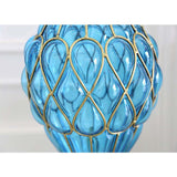 SOGA 67cm Blue Glass Tall Floor Vase with Metal Flower Stand - Cafe Supply