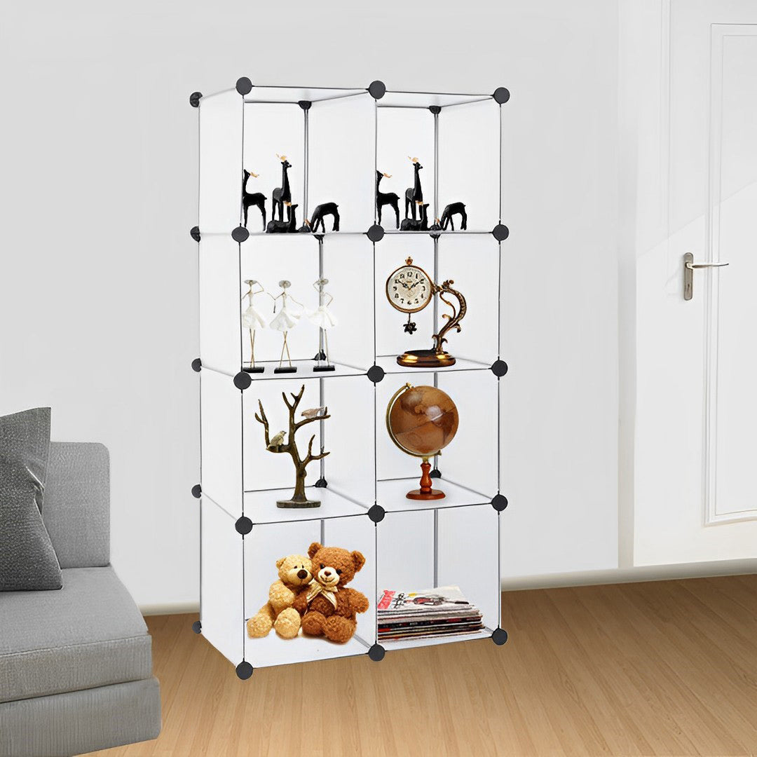 SOGA 2X 8-Cube Transparent Shelf Box Portable Cubby DIY Storage Shelves Modular Closet Organiser - Cafe Supply