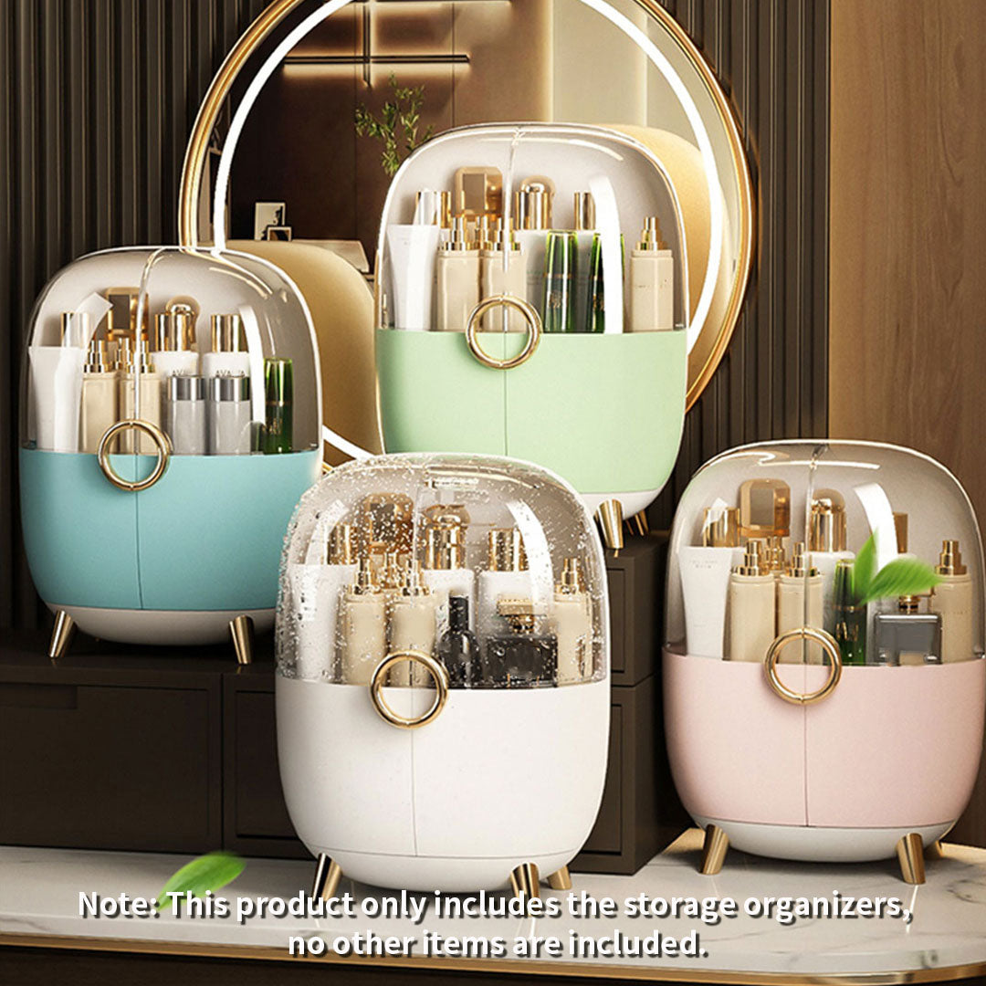 SOGA 2X Pink Transparent Countertop Makeup Organiser Cosmetic Storage Waterproof Dustproof Bathroom Skincare Holder with Lid - Cafe Supply