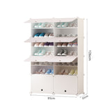 SOGA 7 Tier 2 Column White Shoe Rack Organizer Sneaker Footwear Storage Stackable Stand Cabinet Portable Wardrobe with Cover - Cafe Supply