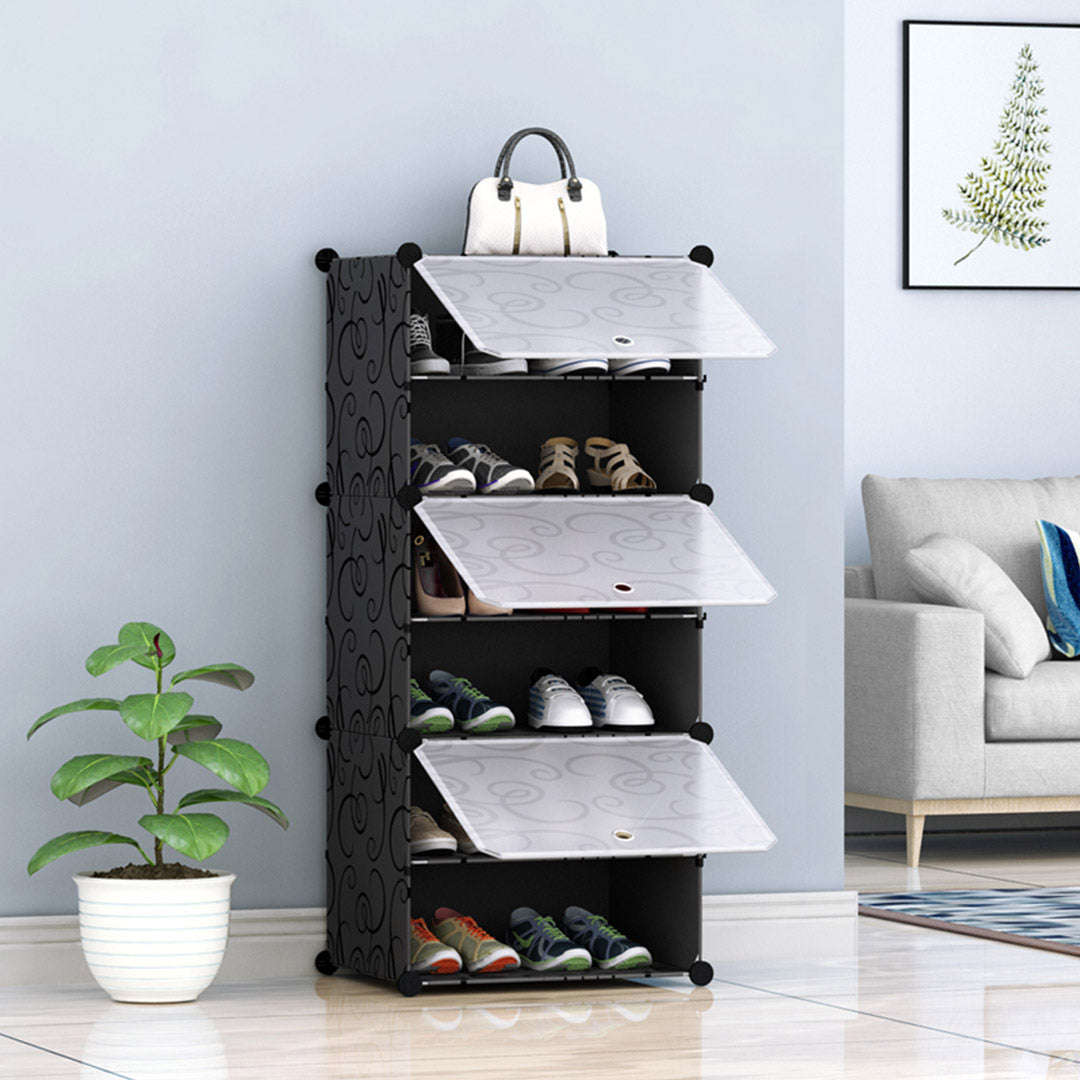 SOGA 6 Tier Shoe Rack Organizer Sneaker Footwear Storage Stackable Stand Cabinet Portable Wardrobe with Cover - Cafe Supply