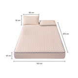 SOGA 2X Beige 183cm Wide Mattress Cover Thick Quilted Fleece Stretchable Clover Design Bed Spread Sheet Protector with Pillow Covers - Cafe Supply