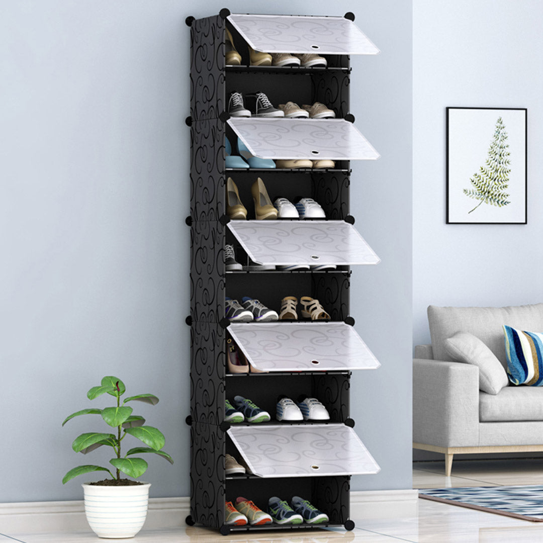 SOGA 10 Tier Shoe Rack Organizer Sneaker Footwear Storage Stackable Stand Cabinet Portable Wardrobe with Cover - Cafe Supply
