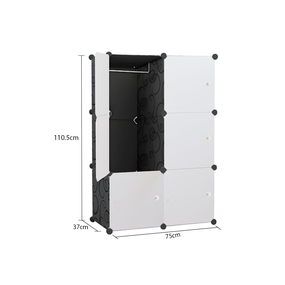 SOGA 3 Tier 6-Cube Portable Wardrobe Divide-Grid Modular Storage Organiser Foldable Closet - Cafe Supply