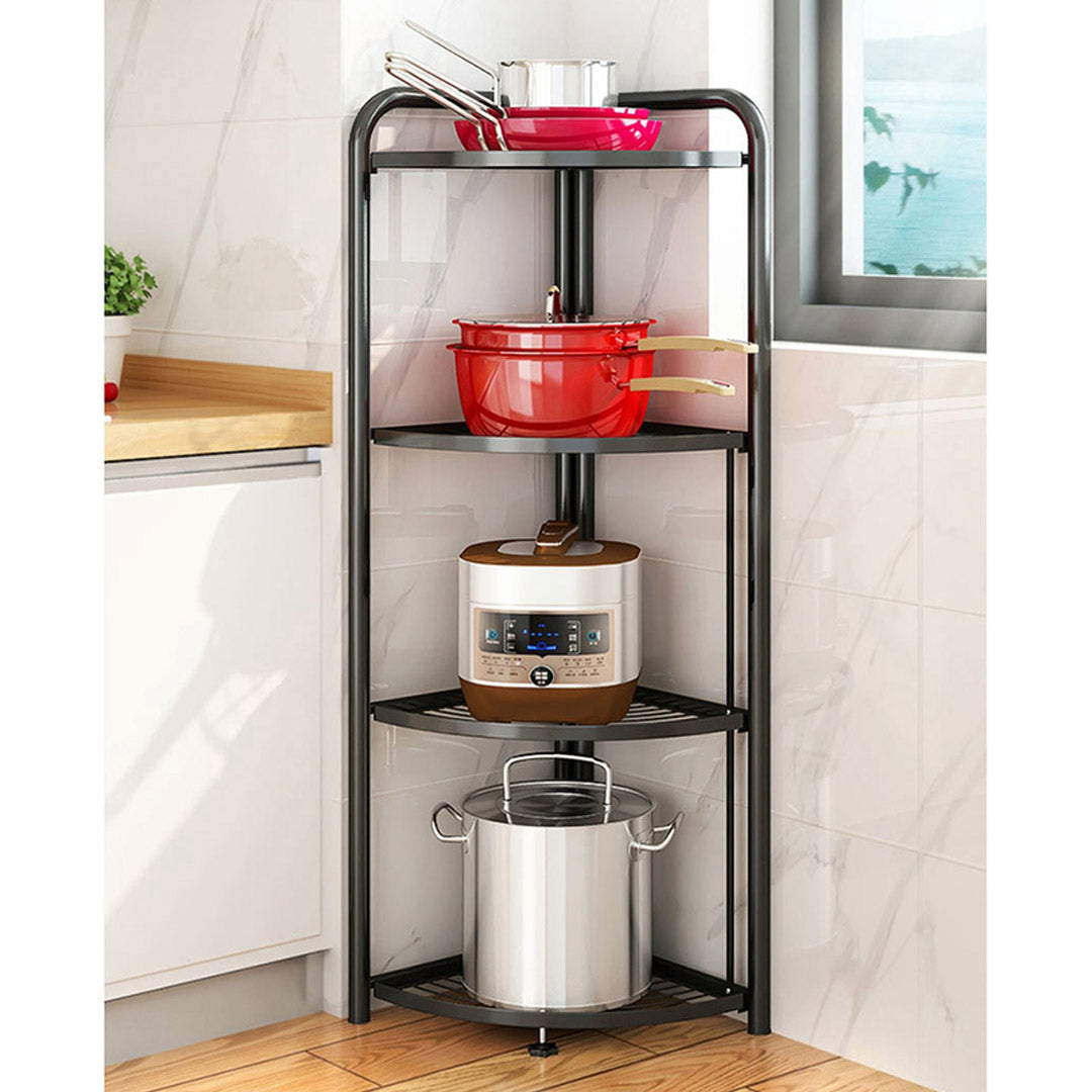 SOGA 2X 4 Tier Steel Triangular  Corner Stand Multi-Functional Shelves Portable Storage Organizer - Cafe Supply