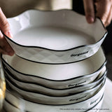 SOGA Diamond Pattern Ceramic Dinnerware Set Crockery Soup Bowl Plate Server Kitchen Home Decor Set of 4 - Cafe Supply