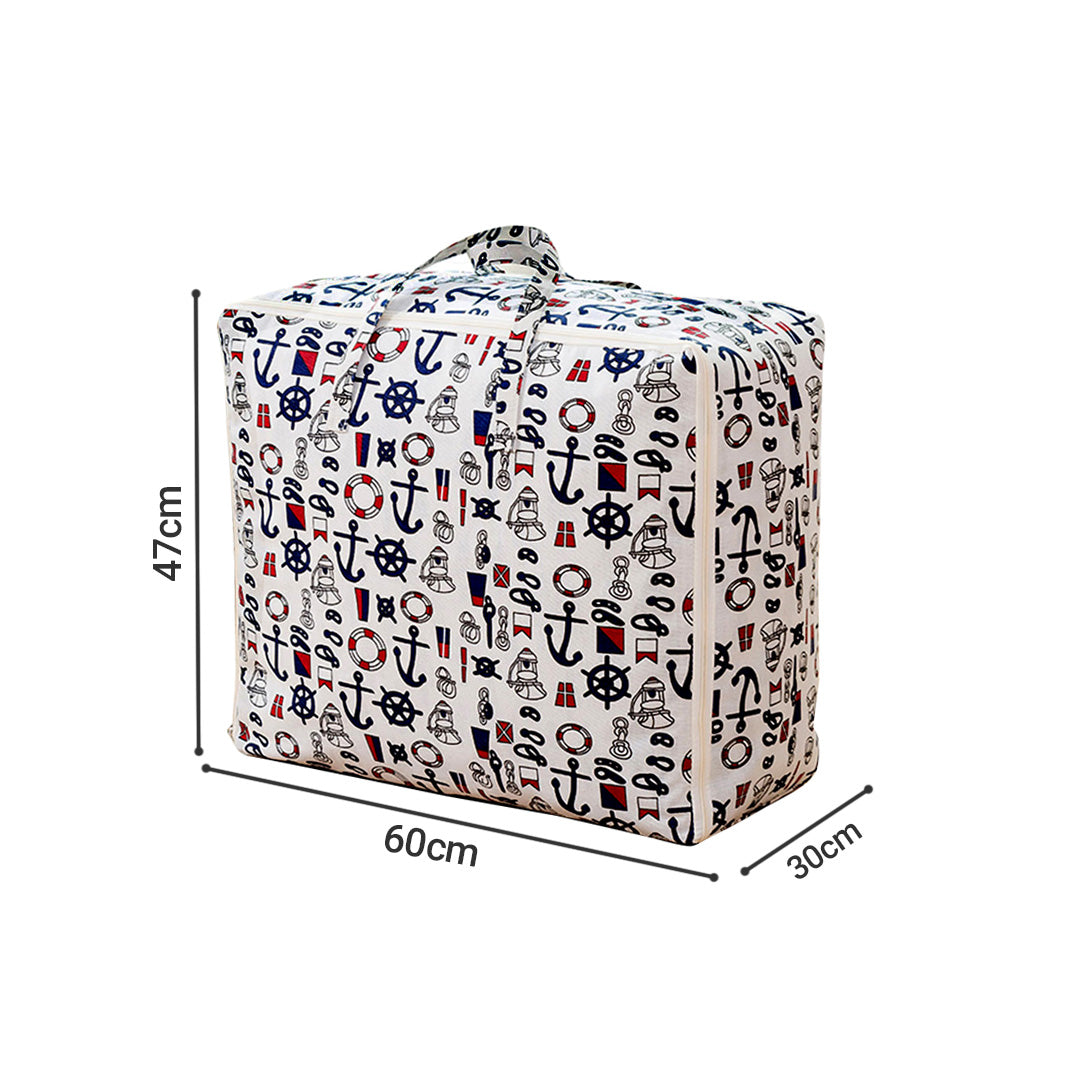 SOGA Nautical Icons Super Large Storage Luggage Bag Double Zipper Foldable Travel Organiser Essentials - Cafe Supply