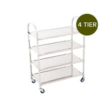 SOGA 2X 4 Tier Stainless Steel Kitchen Dinning Food Cart Trolley Utility Size Square Small - Cafe Supply