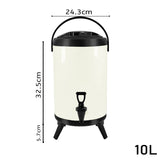 SOGA 2X 10L Stainless Steel Insulated Milk Tea Barrel Hot and Cold Beverage Dispenser Container with Faucet White - Cafe Supply