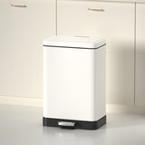 SOGA 4X Foot Pedal Stainless Steel Rubbish Recycling Garbage Waste Trash Bin Rectangular Shape 12L White - Cafe Supply