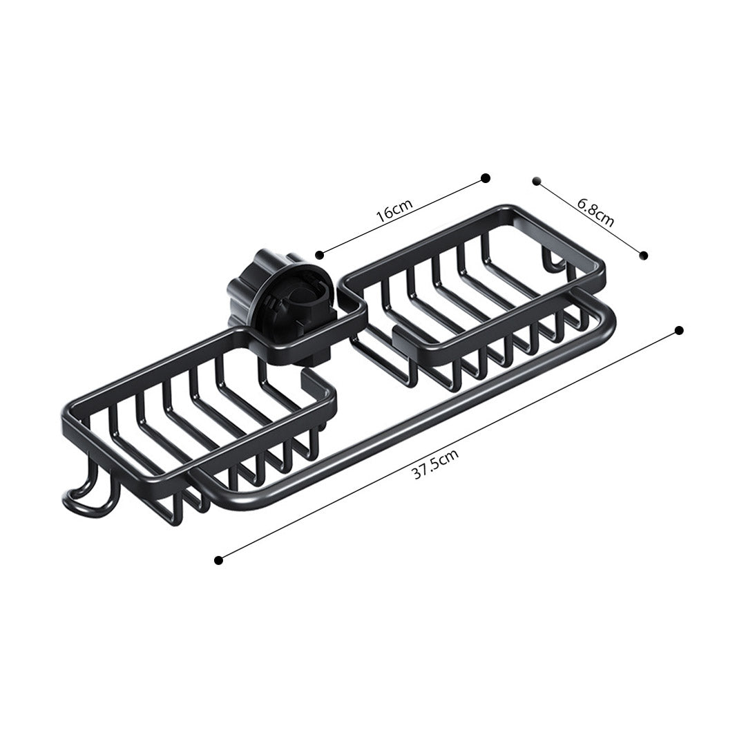 SOGA 2X Black Kitchen Sink Organiser Faucet Soap Sponge Caddy Rack Drainer with Towel Bar Holder - Cafe Supply