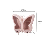 SOGA 2X Pink Butterfly Shape Wall-Mounted Makeup Organiser Dustproof Waterproof Bathroom Storage Box Home Decor - Cafe Supply