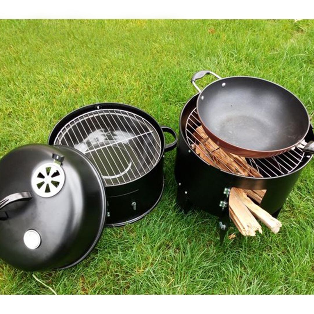 SOGA 2X 3 In 1 Barbecue Smoker Outdoor Charcoal BBQ Grill Camping Picnic Fishing - Cafe Supply