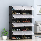 SOGA 8 Tier 2 Column Shoe Rack Organizer Sneaker Footwear Storage Stackable Stand Cabinet Portable Wardrobe with Cover - Cafe Supply
