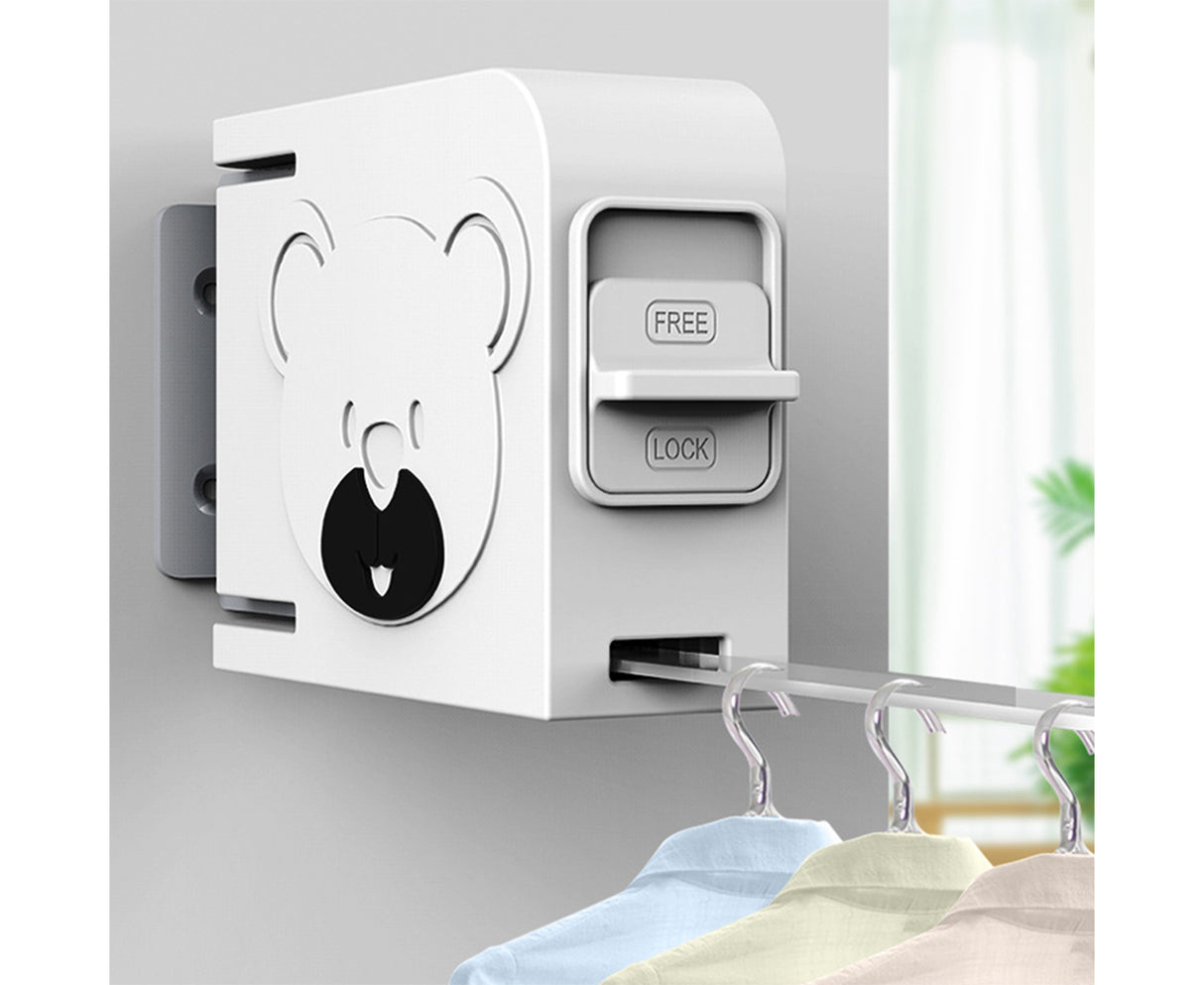 SOGA 160mm Wall-Mounted Clothes Line Dry Rack Retractable Space-Saving Foldable Hanger White - Cafe Supply