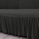 SOGA 3-Seater Dark Grey Sofa Cover with Ruffled Skirt Couch Protector High Stretch Lounge Slipcover Home Decor - Cafe Supply