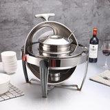 SOGA 6.5L Stainless Steel Round Soup Tureen Bowl Station Roll Top Buffet Chafing Dish Catering Chafer Food Warmer Server - Cafe Supply
