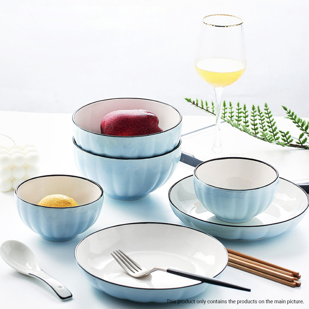 SOGA Blue Japanese Style Ceramic Dinnerware Crockery Soup Bowl Plate Server Kitchen Home Decor Set of 10 - Cafe Supply