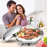 SOGA 2X Stainless Steel Round Buffet Chafing Dish Cater Food Warmer Chafer with Glass Top Lid - Cafe Supply