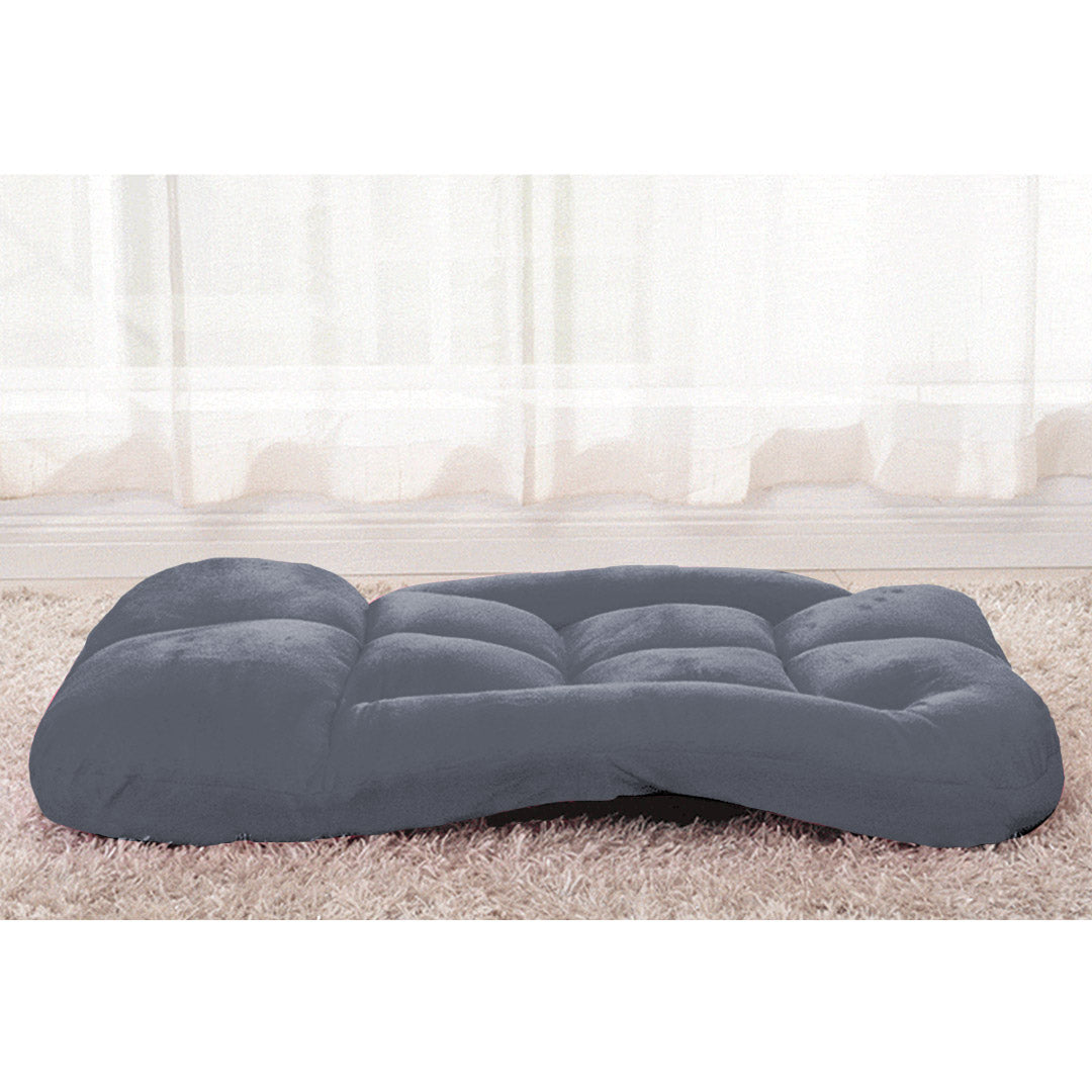 SOGA Foldable Lounge Cushion Adjustable Floor Lazy Recliner Chair with Armrest Grey - Cafe Supply