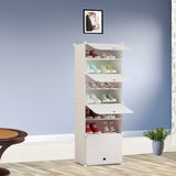 SOGA 7 Tier White Shoe Rack Organizer Sneaker Footwear Storage Stackable Stand Cabinet Portable Wardrobe with Cover - Cafe Supply