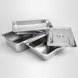 SOGA 4X Gastronorm GN Pan Full Size 1/1 GN Pan 10cm Deep Stainless Steel Tray With Lid - Cafe Supply