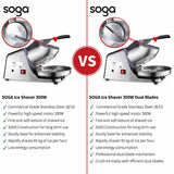 SOGA Dual Blade Ice Shaver Electric Stainless Steel Ice Crusher Slicer Machine Commercial - Cafe Supply
