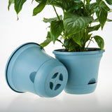 SOGA 19.5 cm Blue Plastic Plant Pot Self Watering Planter Flower Bonsai Outdoor Garden Decor Set of 2 - Cafe Supply
