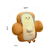 SOGA 58cm Cute Face Toast Bread Cushion Stuffed Car Seat Plush Cartoon Back Support Pillow Home Decor - Cafe Supply