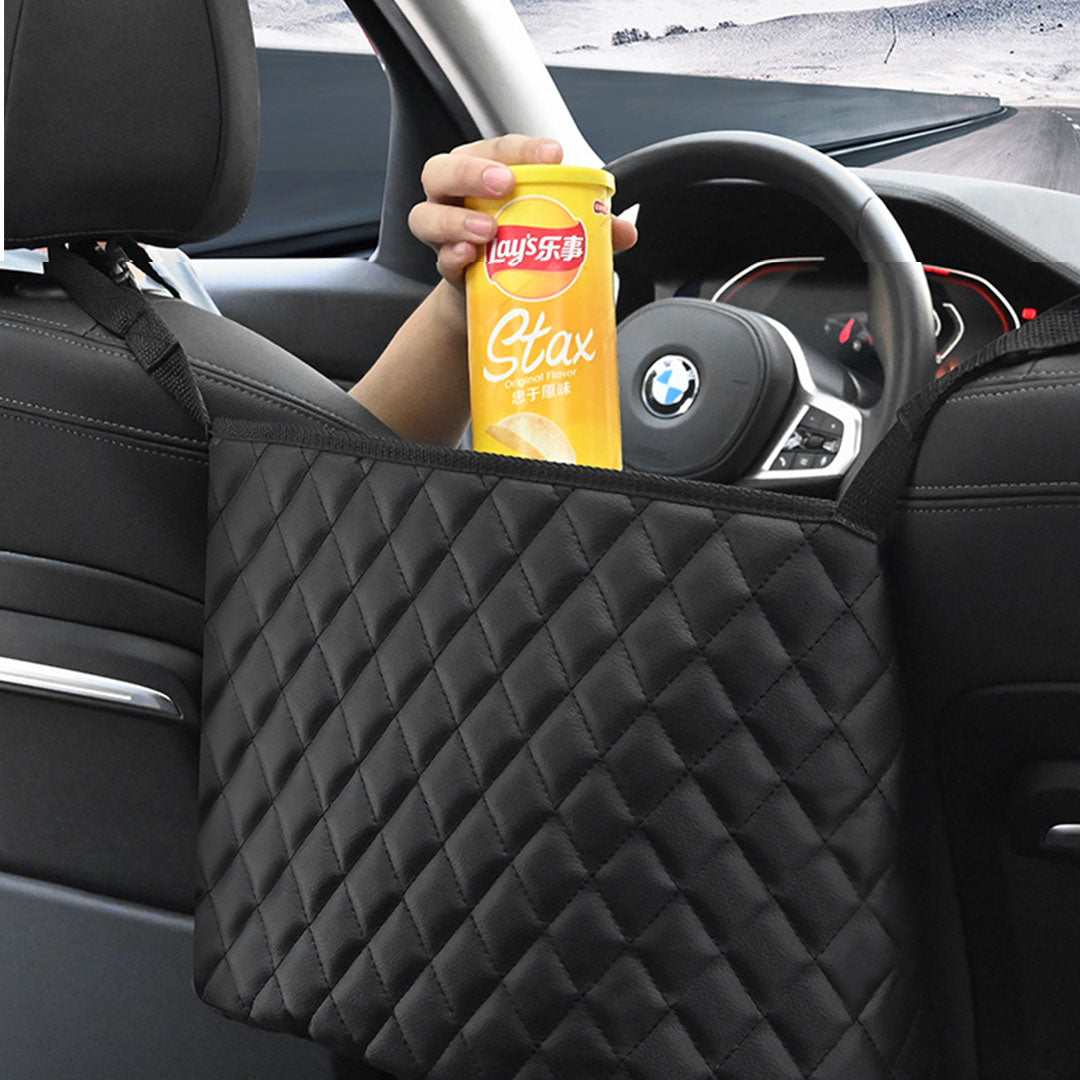 SOGA Black Leather Car Storage Portable Hanging Organizer Backseat Multi-Purpose Interior Accessories Bag - Cafe Supply