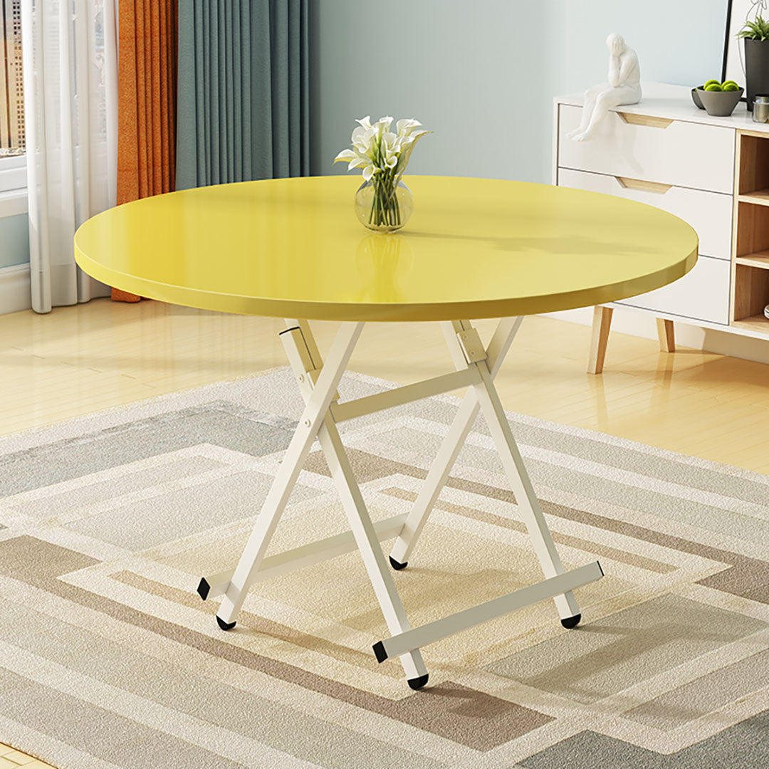 SOGA Yellow Dining Table Portable Round Surface Space Saving Folding Desk Home Decor - Cafe Supply