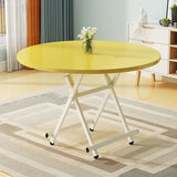 SOGA Yellow Dining Table Portable Round Surface Space Saving Folding Desk Home Decor - Cafe Supply