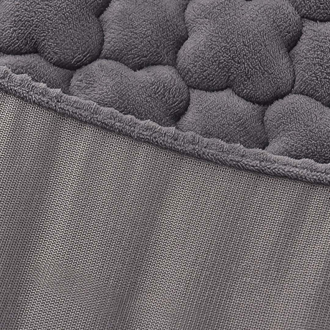SOGA 2X Grey 183cm Wide Mattress Cover Thick Quilted Fleece Stretchable Clover Design Bed Spread Sheet Protector with Pillow Covers - Cafe Supply