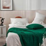 SOGA 2X Green Diamond Pattern Knitted Throw Blanket Warm Cozy Woven Cover Couch Bed Sofa Home Decor with Tassels - Cafe Supply