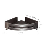 SOGA Black Wall-Mounted Triangular Bathroom Storage Corner Vanity Organiser Space Saving Adhesive Shelf Rack with Hooks - Cafe Supply