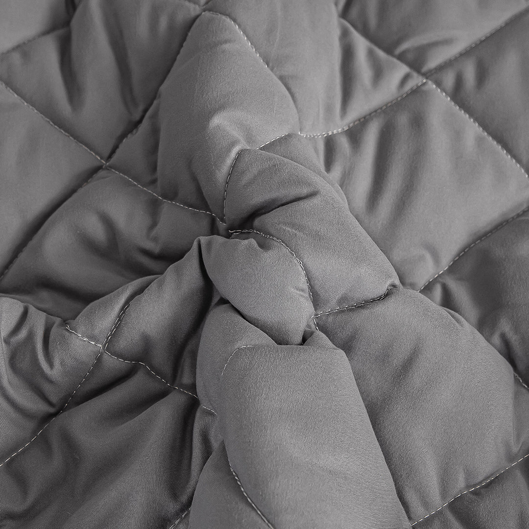 SOGA 2X Grey 183cm Wide Cross-Hatch Mattress Cover Thick Quilted Stretchable Bed Spread Sheet Protector with Pillow Covers - Cafe Supply