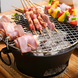 SOGA 2X Small Cast Iron Round Stove Charcoal Table Net Grill Japanese Style BBQ Picnic Camping with Wooden Board - Cafe Supply