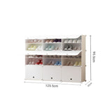 SOGA 5 Tier 3 Column White Shoe Rack Organizer Sneaker Footwear Storage Stackable Stand Cabinet Portable Wardrobe with Cover - Cafe Supply