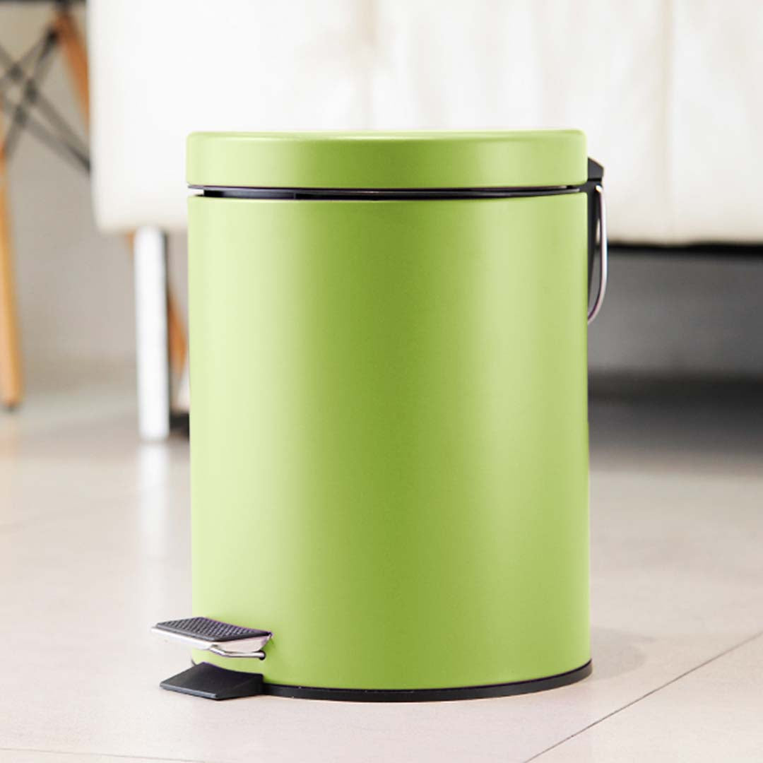 SOGA Foot Pedal Stainless Steel Rubbish Recycling Garbage Waste Trash Bin Round 12L Green - Cafe Supply