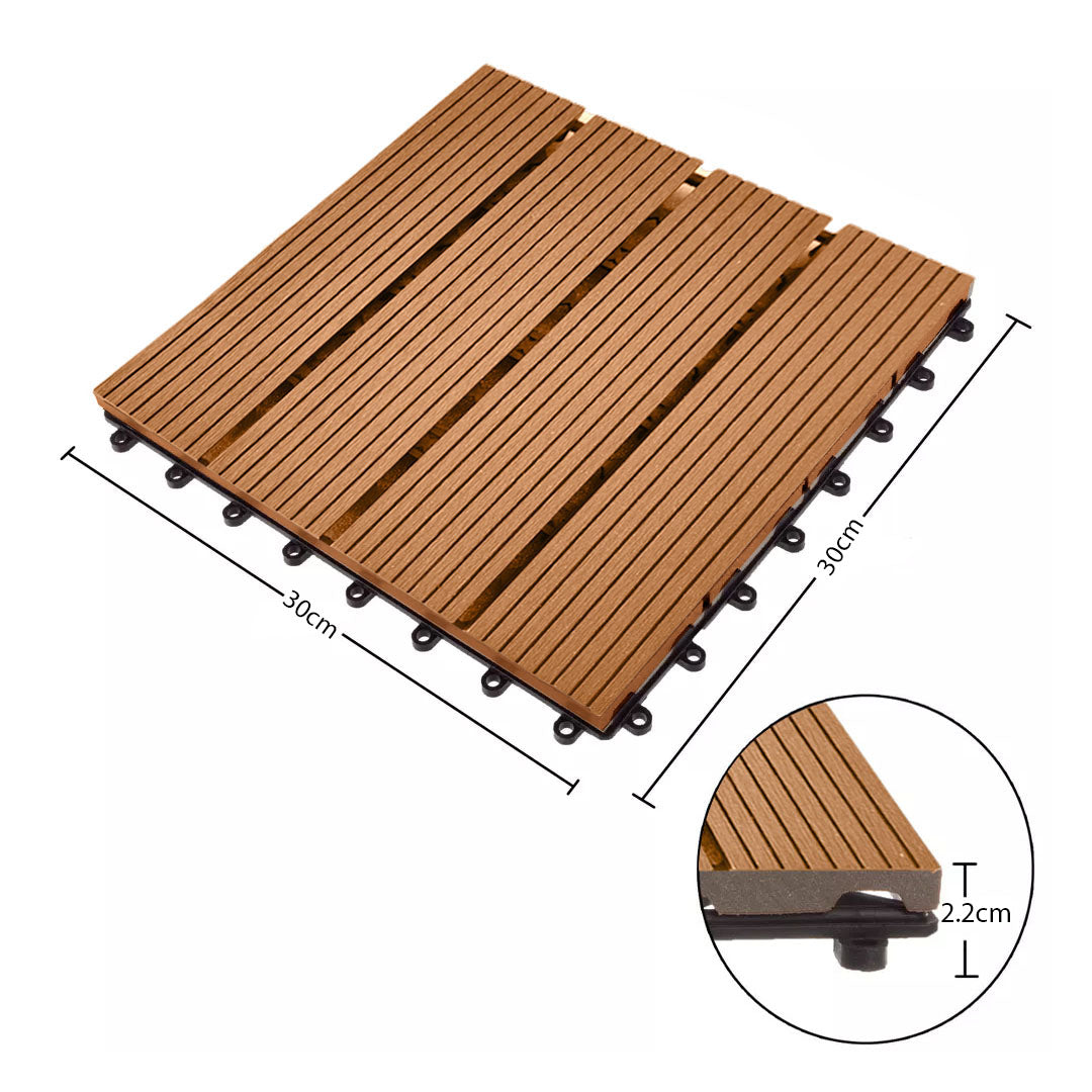 SOGA 2X 11 pcs Coffee DIY Wooden Composite Decking Tiles Garden Outdoor Backyard Flooring Home Decor - Cafe Supply
